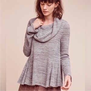 Anthropologie Postmark Maurisa Cowl Neck Gray Waffle Knit Cotton Sweater medium